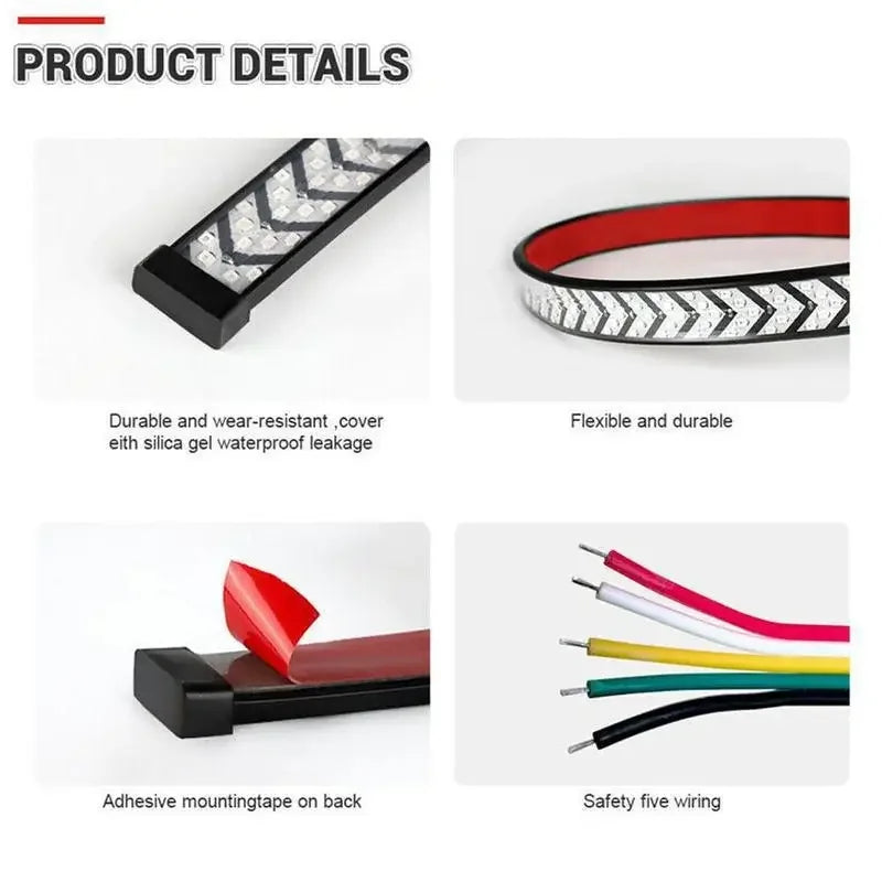 Arrow LED Tailgate Light Strip – Sequential Flow, 12V-24V, Fits Most Pickup Trucks