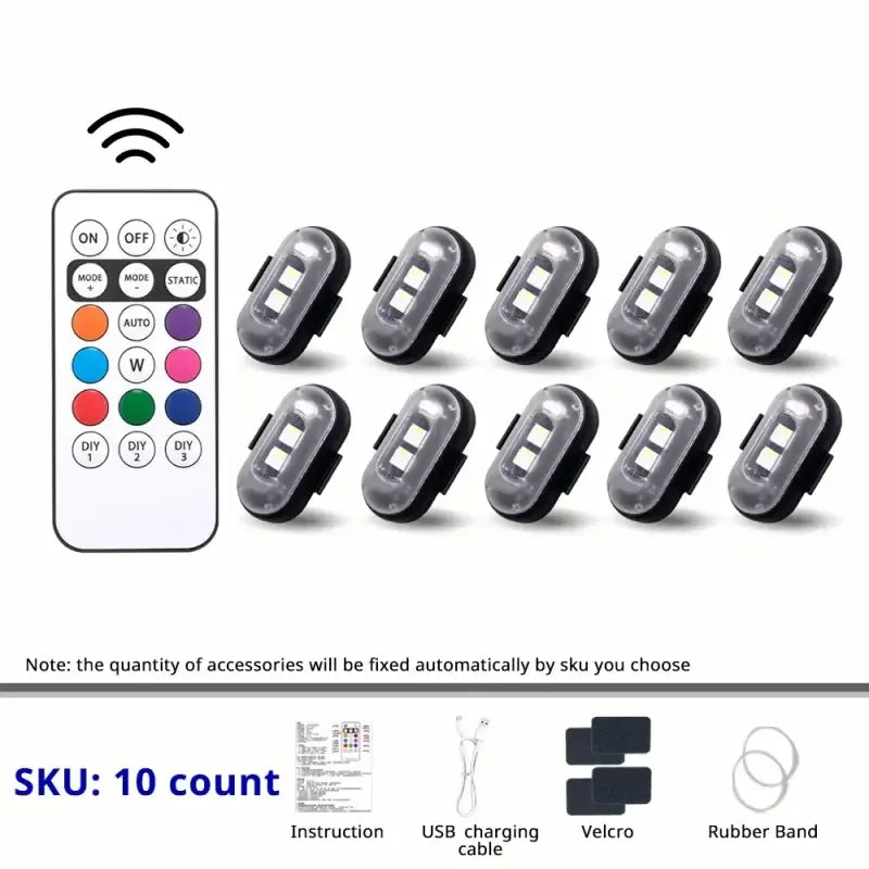 Wireless LED Strobe Light – 8 Colors, 10 Modes, IP65 Waterproof, Fits Cars, Drones & Bikes