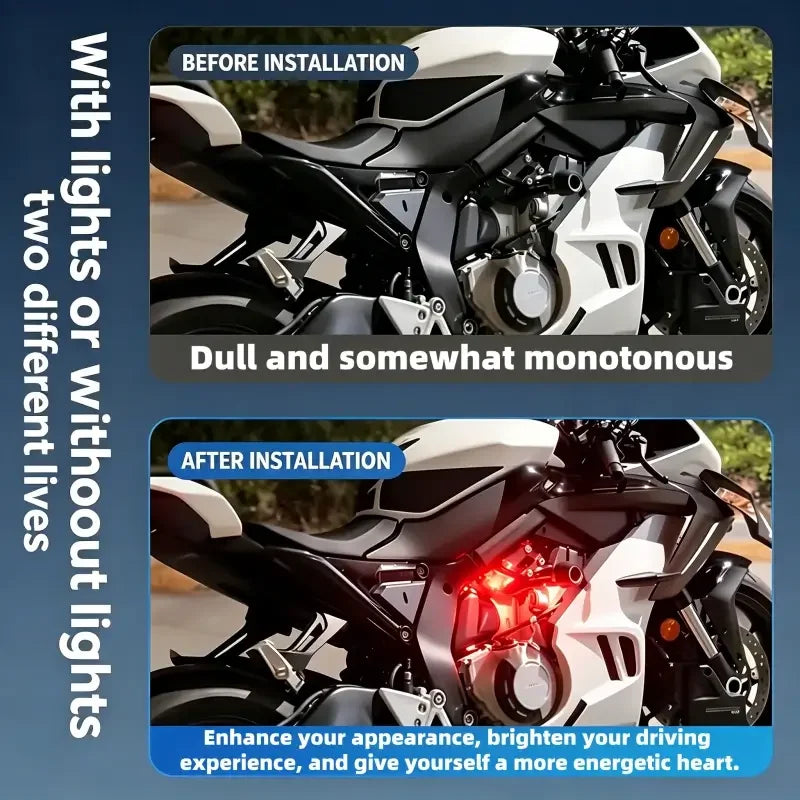 Motorcycle LED Underglow Light Kit – 2-Strip Set, App Control, Ice Blue & Red