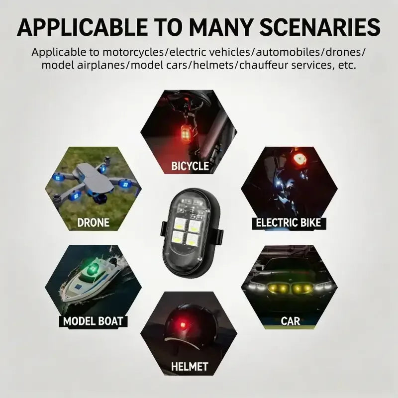 Wireless LED Strobe Light – 8 Colors, 10 Modes, IP65 Waterproof, Fits Cars, Drones & Bikes