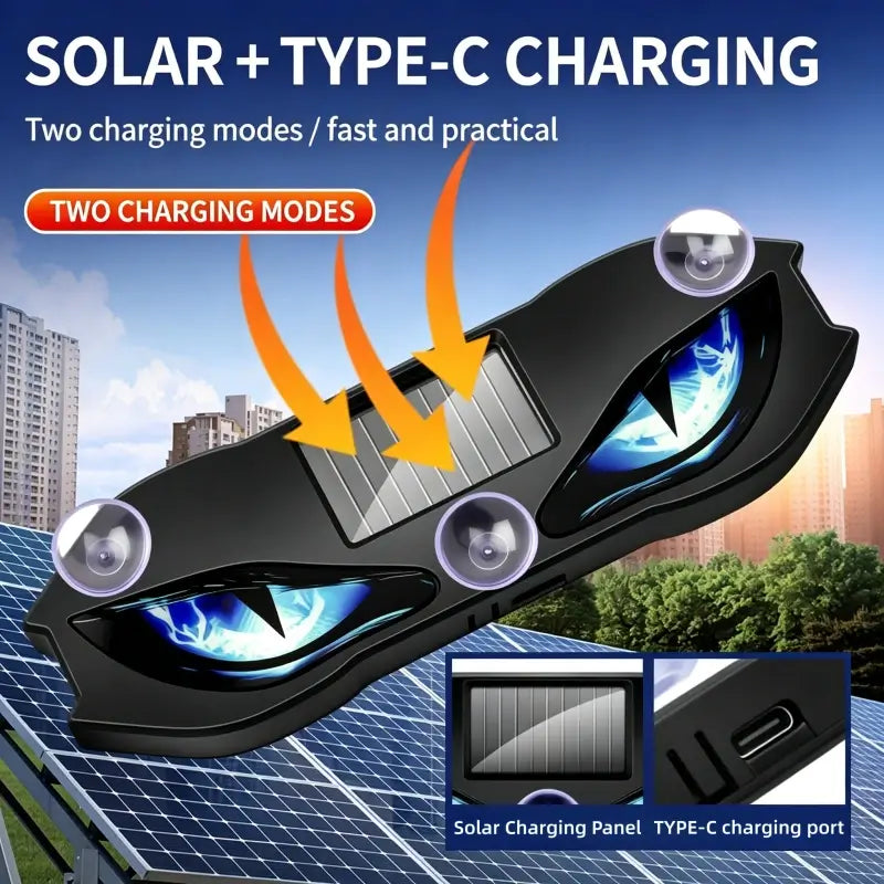 Solar Powered Devil Eyes Car LED Warning Light