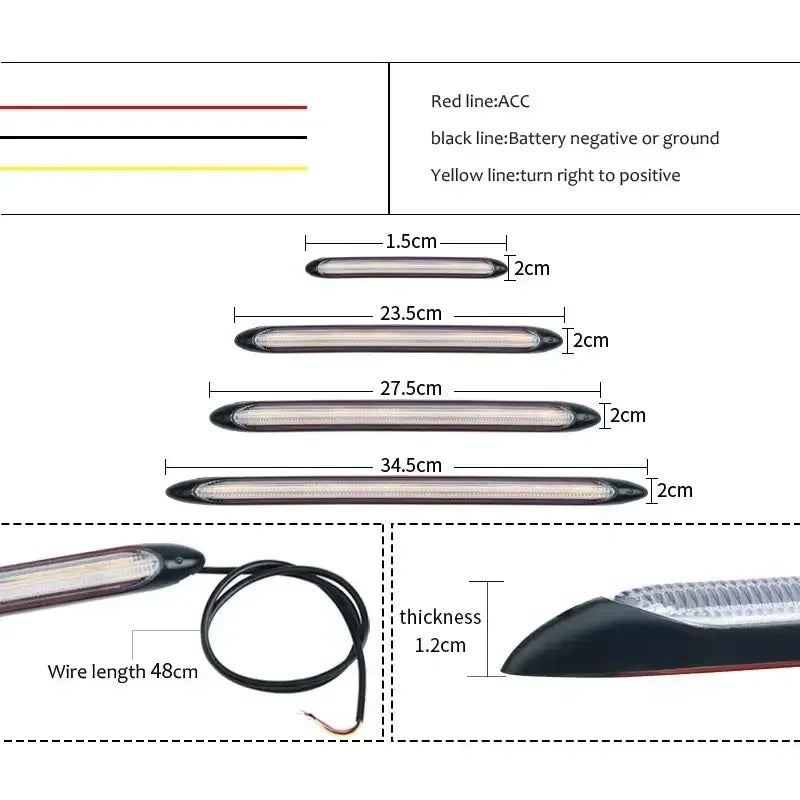 LED Daytime Running Light Strip – Sequential Turn Signal, Dual Color, Universal Fit