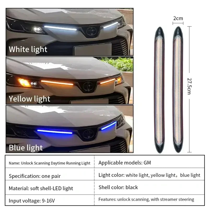 LED Daytime Running Light Strip – Sequential Turn Signal, Dual Color, Universal Fit