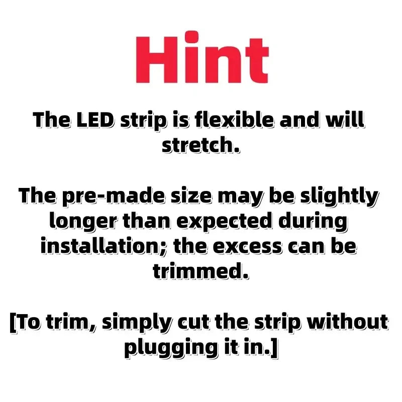 Flexible LED strip installation hint: trim excess before plugging in for automotive lighting
