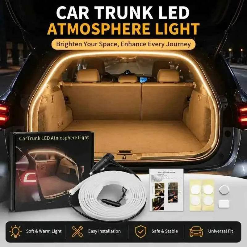 LED Trunk Light Strip with Magnetic Sensor – Auto On/Off, Plug & Play, Universal Fit